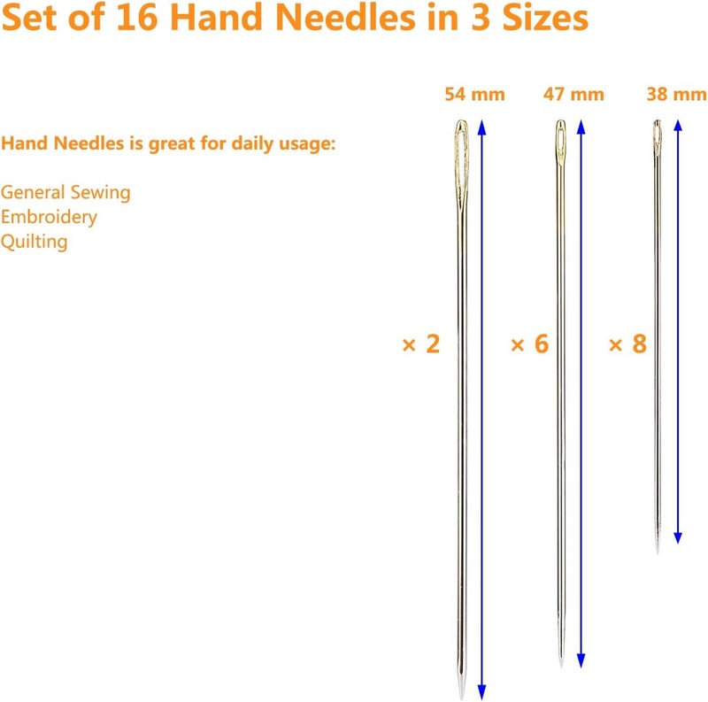 simthread All Purpose Thread Polyester 3 White 3 Black, 400 Yards Each with 16 Needles for Hand Sewing, and Thread for Quilting Piecing Sewing Machines - Image 2